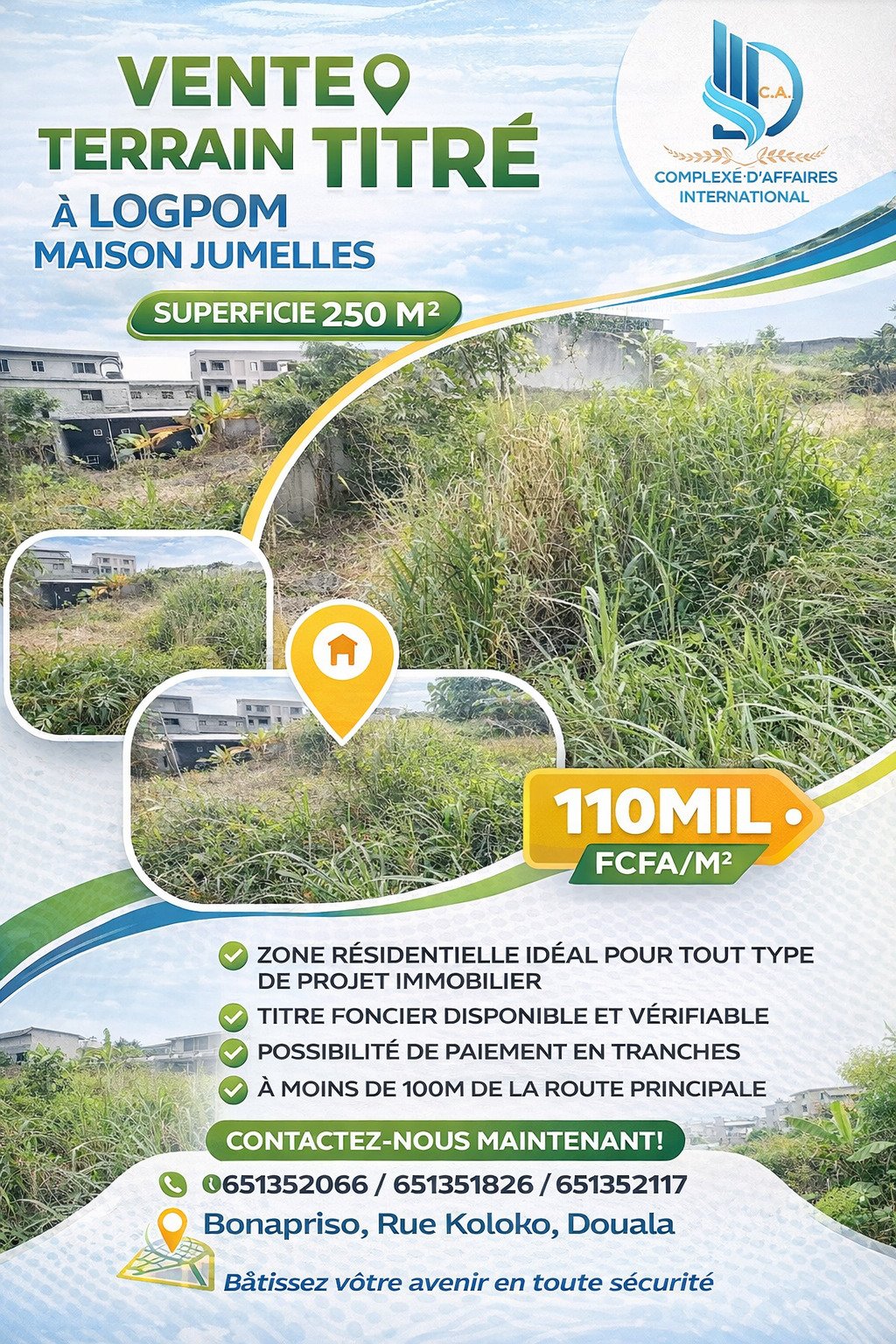 Terrain titré a Logpom Maison jumelles 