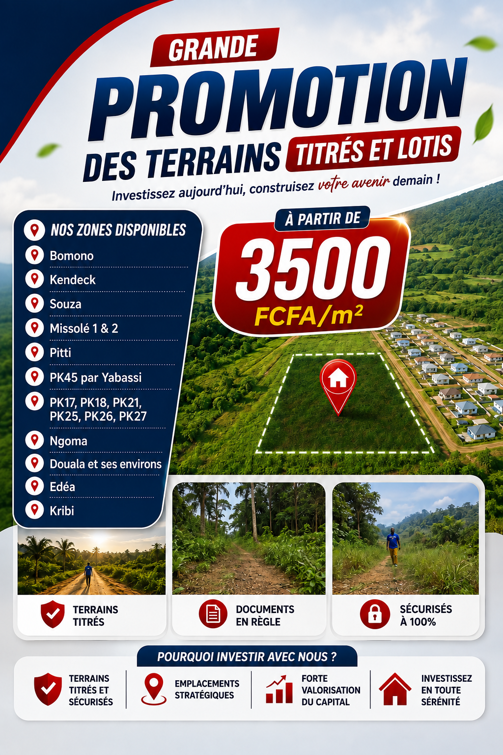 Terrains titré et lotis dans Douala et ses environs